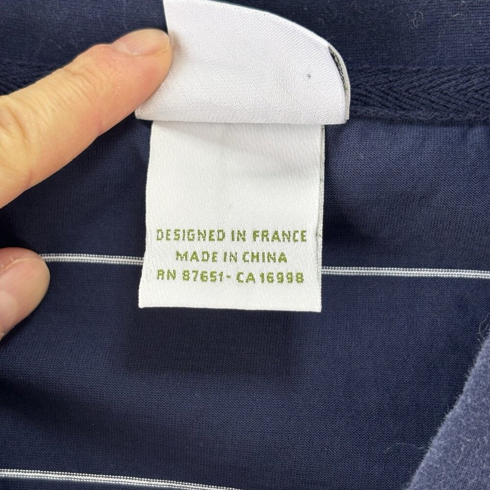 Lacoste Short Sleeve Shirt Polo Slim Fit Stripe Blue CH4966 Mens Size 6 Preppy - Picture 9 of 14